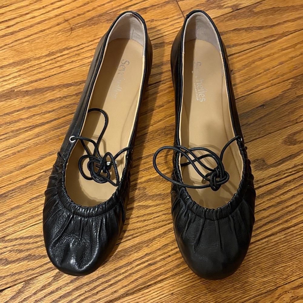 Seychelles Size 9 Stylish Black Leather Ballet Flats